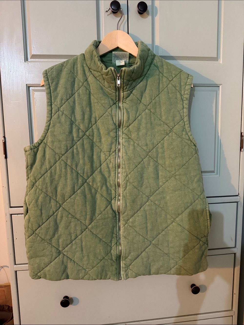 fresh produce Quilted Light Green Fleece Vest